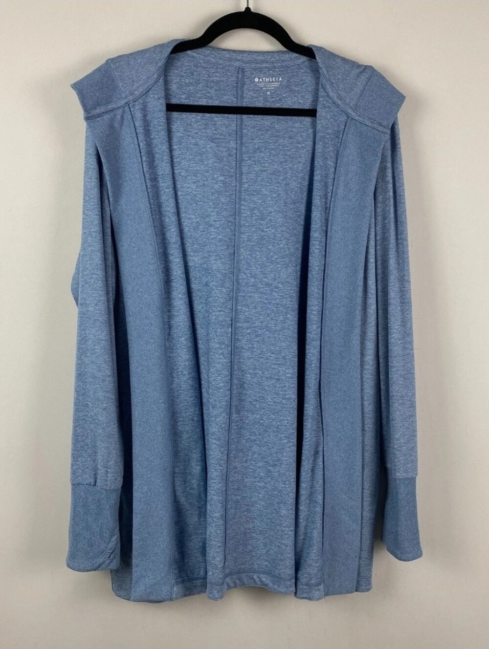 Athleta Uptempo Wrap Hoodie Cardigan Open Front Light Heather Blue Size Large